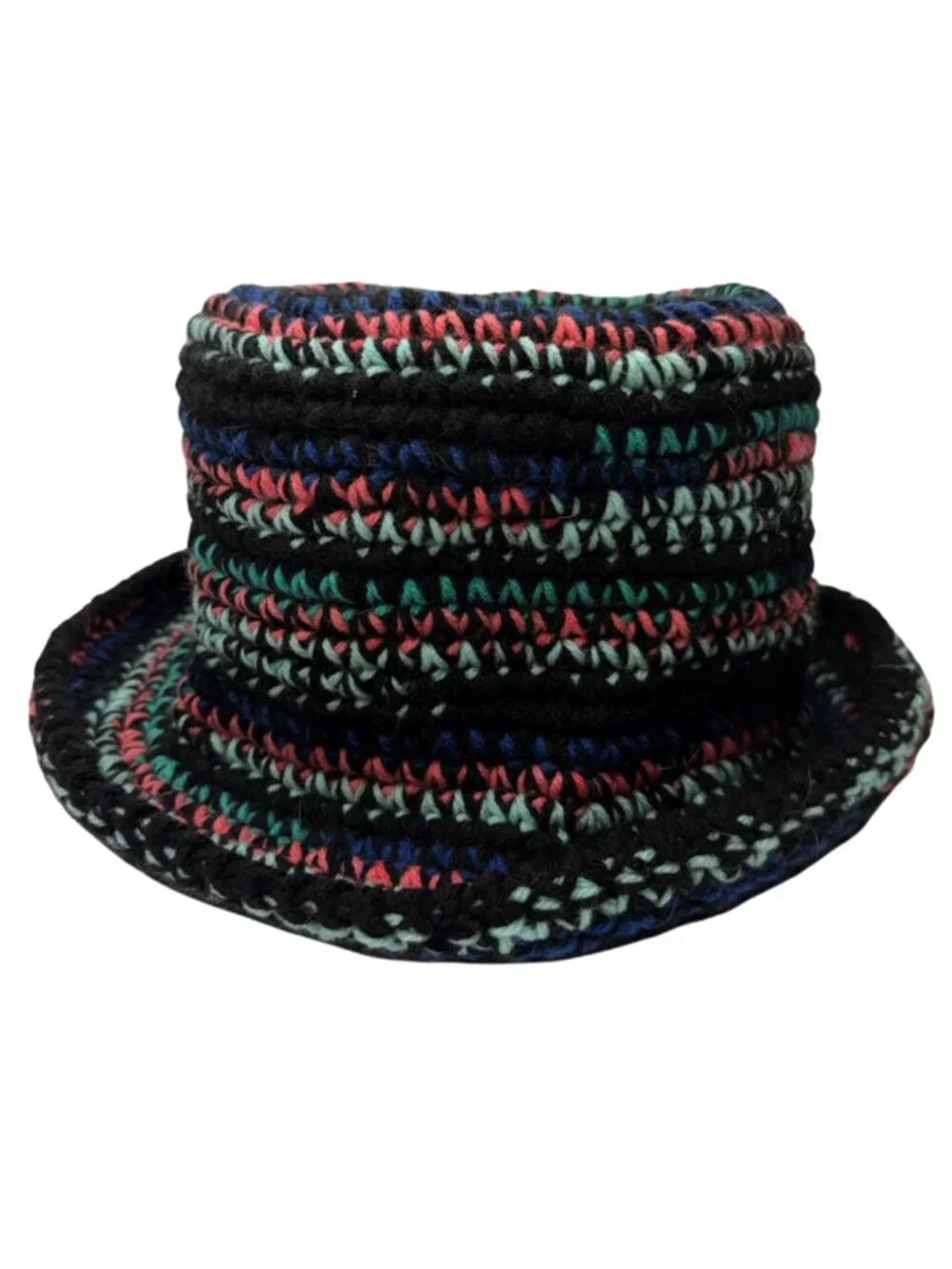 Handmade Crochet Oversized Bucket Hat Black & Neon | Festival Y2K Boho
